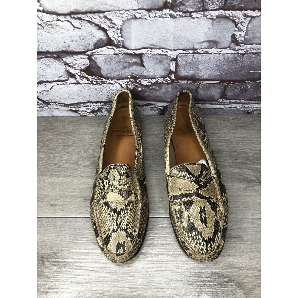 Carmina Cream Black Snakeskin Python Print Leather Women Sz 36EU/6M US